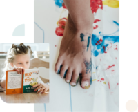 Feet with Paint and Child Reading Feet with Paint and Child Reading